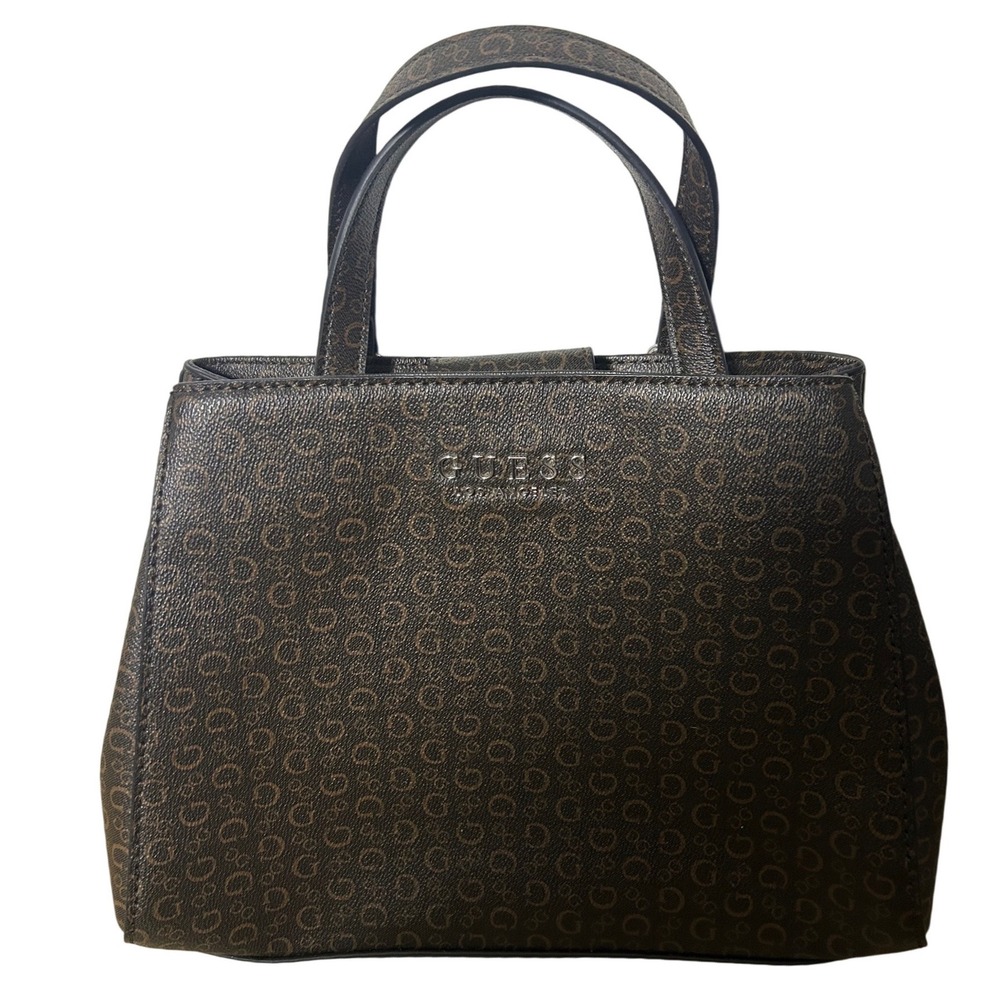 Guess Monogram Tote Bag Brown Classic‎ Logo Shoulder Handbag